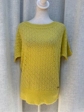 Galliano lime green chartreuse knitted crochet top